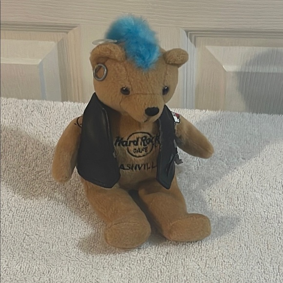 Hard Rock Cafe Other - Hard Rock Cafe Tan and Blue Stuffed Bear